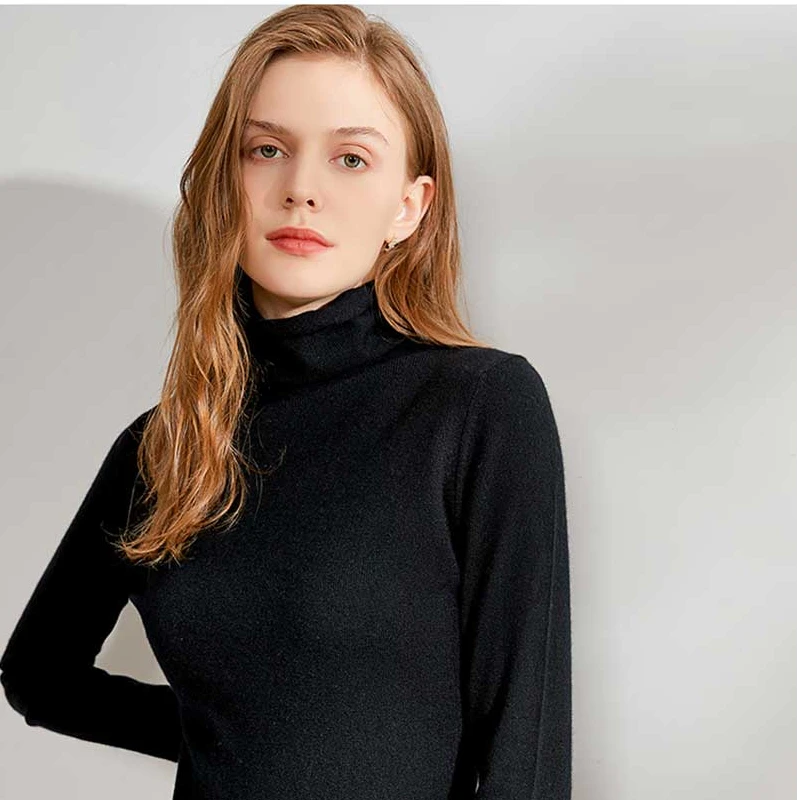 牧歌兰女士堆堆领自由领保暖针织毛衣百搭时尚秋冬高领毛长袖