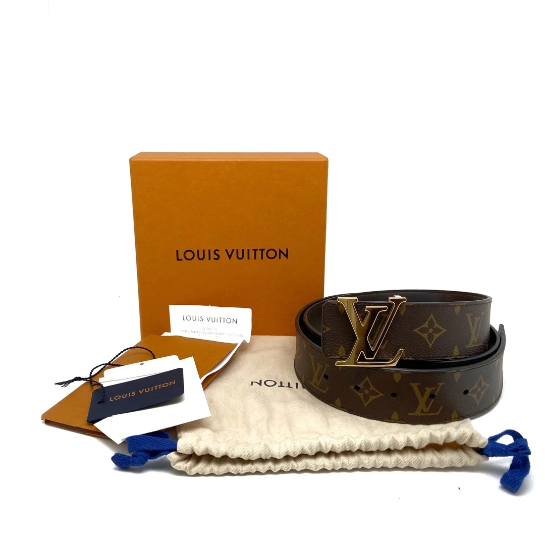 99新 LouisVuitton/路易威登 大全套带票 老花金扣皮带