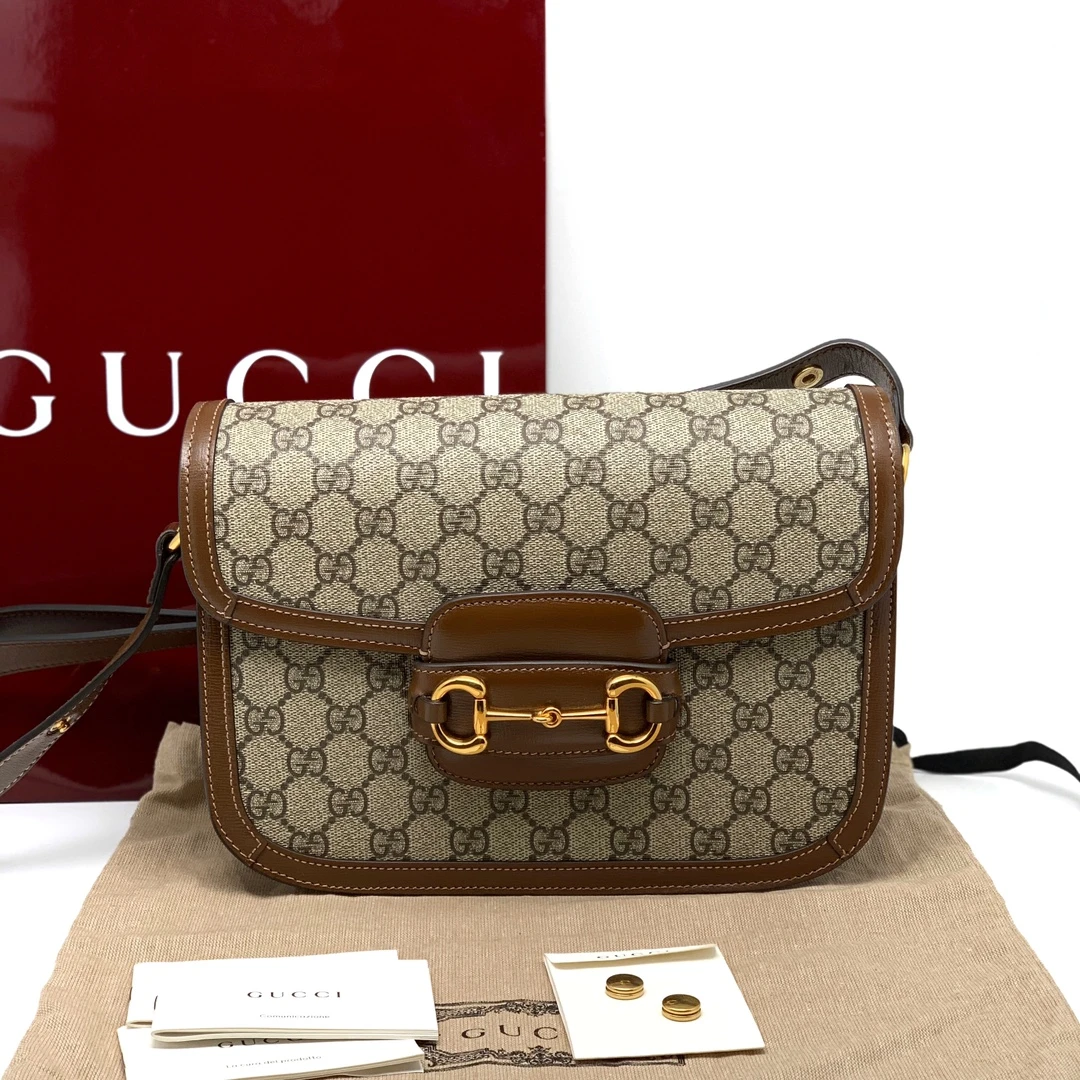 99新  Gucci古驰 1955系列 棕色老花 马鞍包