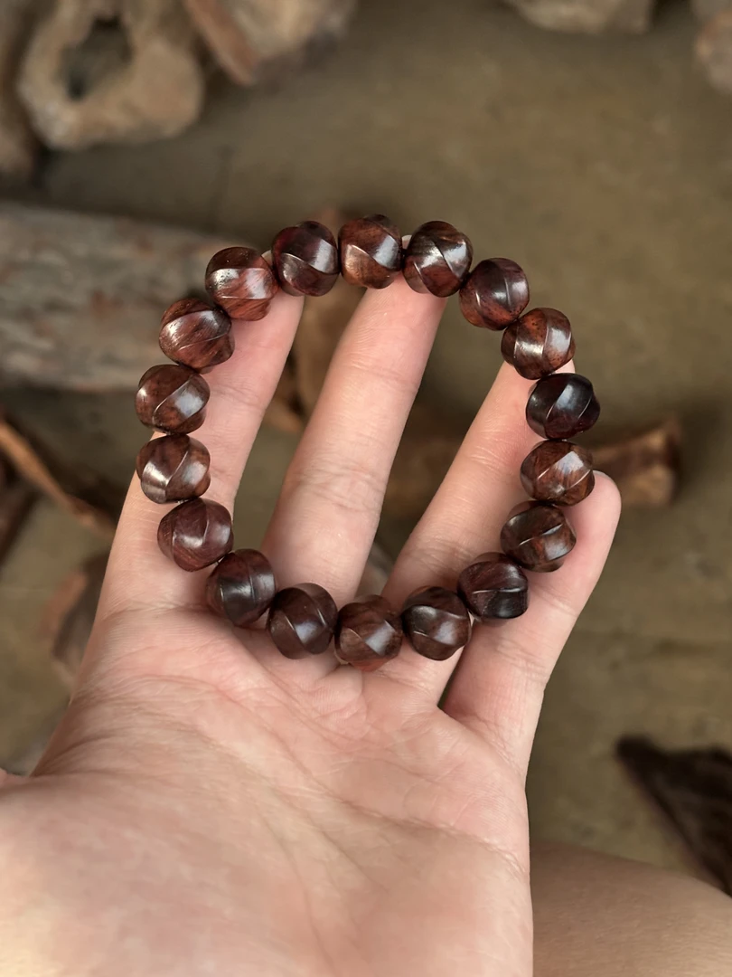 【锐兴花梨】海南黄花梨1213螺旋珠无胶无蜡毕业海南黄花梨手串