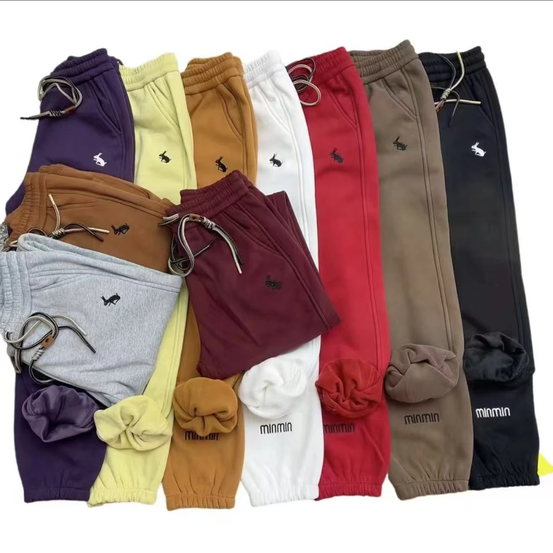 3016新款加绒时尚刺绣百搭休闲裤