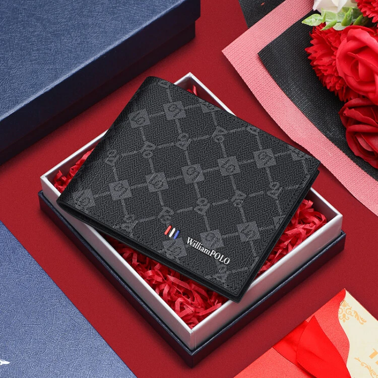 新款男士钱包短款薄款时尚钱夹银行卡包生日实用大容量零钱包休闲