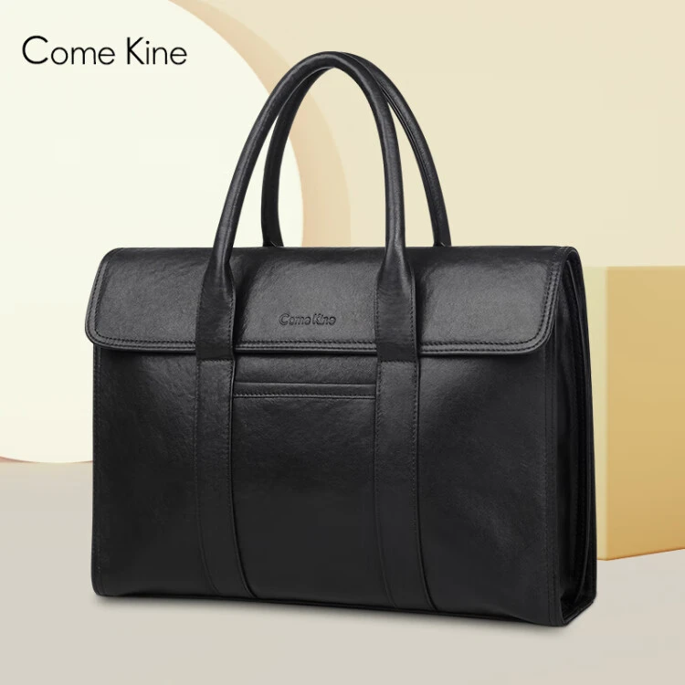 ComeKine新款男士手提包牛皮14英寸电脑包真皮商务公文包出差单肩