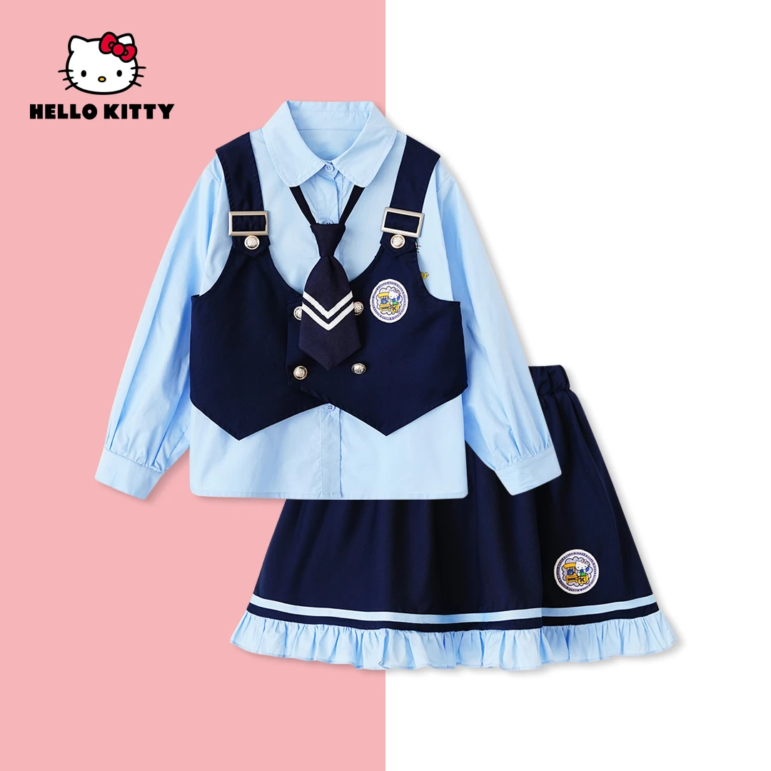 HelloKitty秋季新款女童装学院风衣服中大童洋气套装AC4320MK172