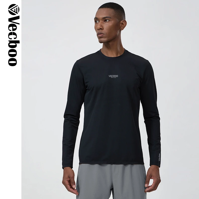 vecboo运动上衣男速干长袖运动服吸湿排汗健身训练t恤秋冬款跑步
