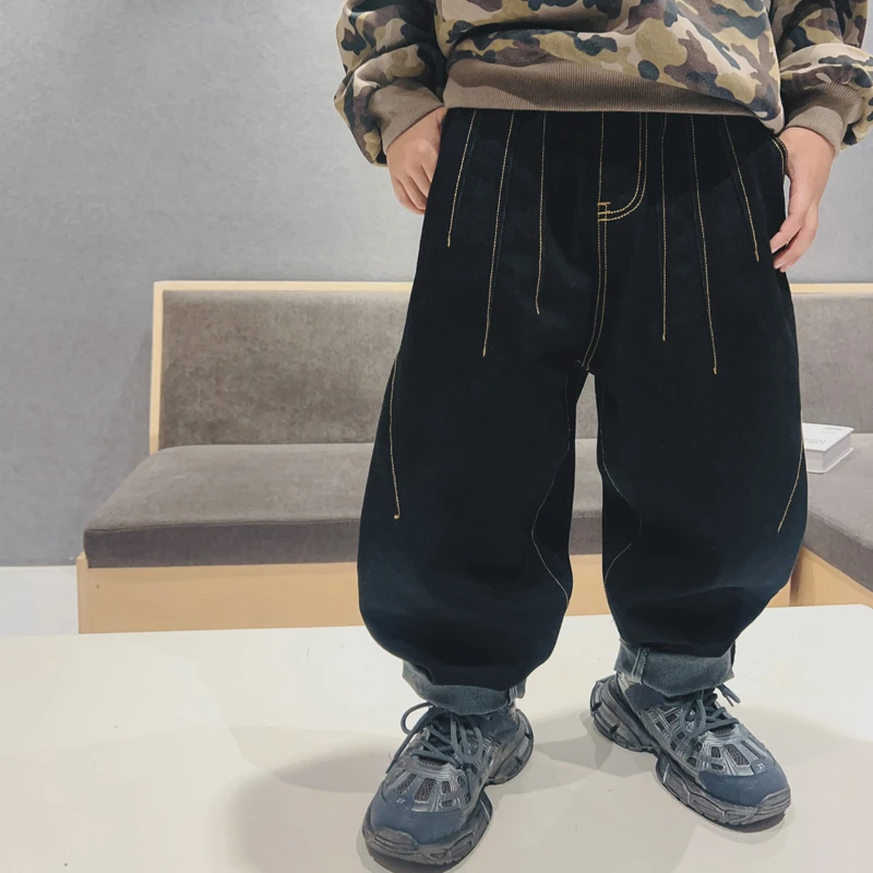 儿童赤色哈伦牛仔裤男童帅气宽松洋气裤韩版中大童休闲长裤S6508
