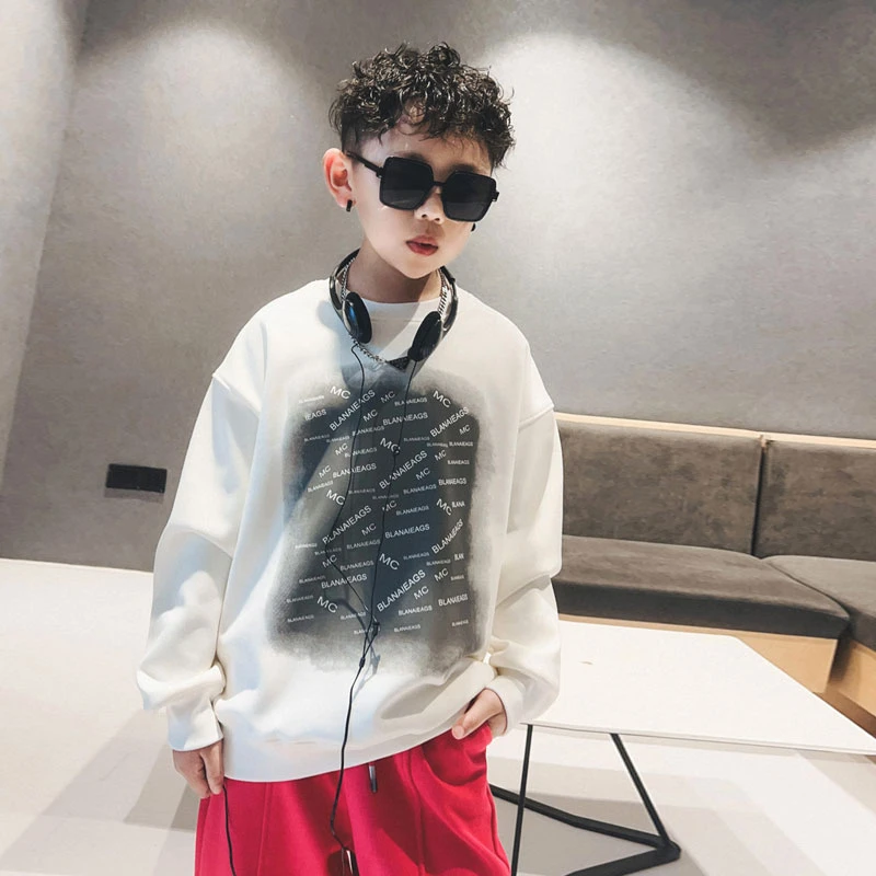 男童加绒卫衣儿童秋冬新款洋气炸街中大童韩版慵懒风上衣S6653