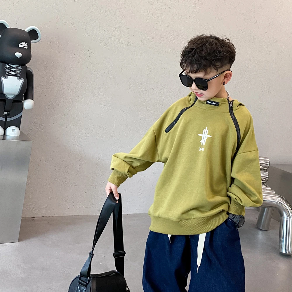 童装儿童卫衣连帽套头衫春秋新款男童中大童潮牌个性休闲衣S5585