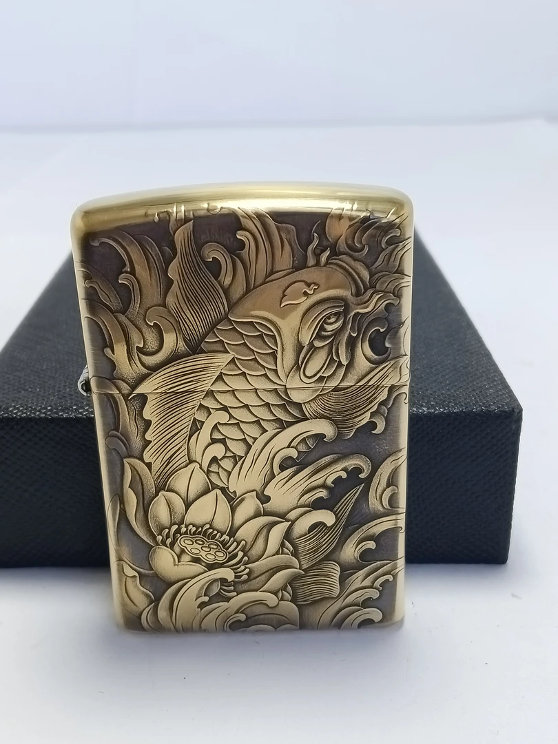3D浮雕工艺防风煤油打火机  富贵鱼