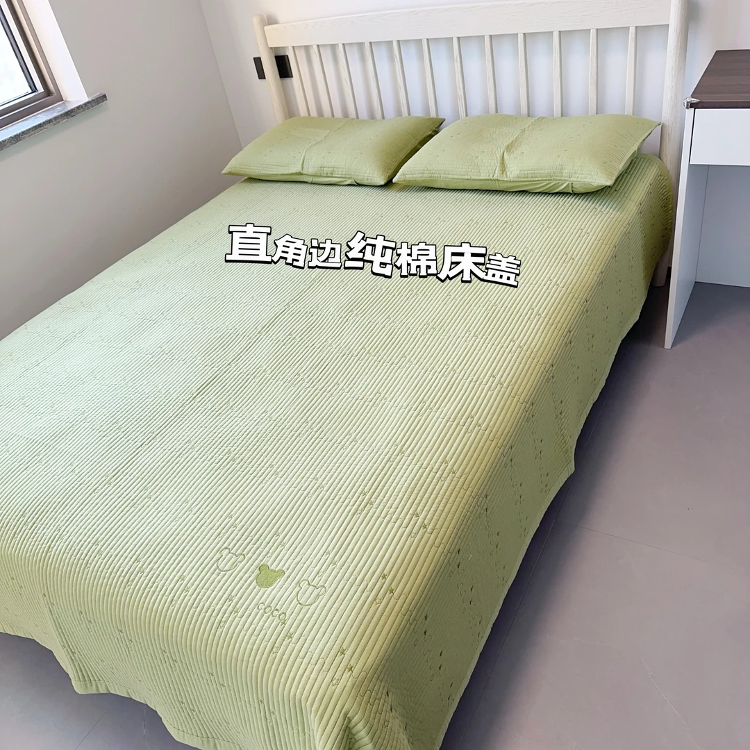 断码！清！直角边纯棉床盖 高温水洗 柔软 不滑床 四季通用 纯色