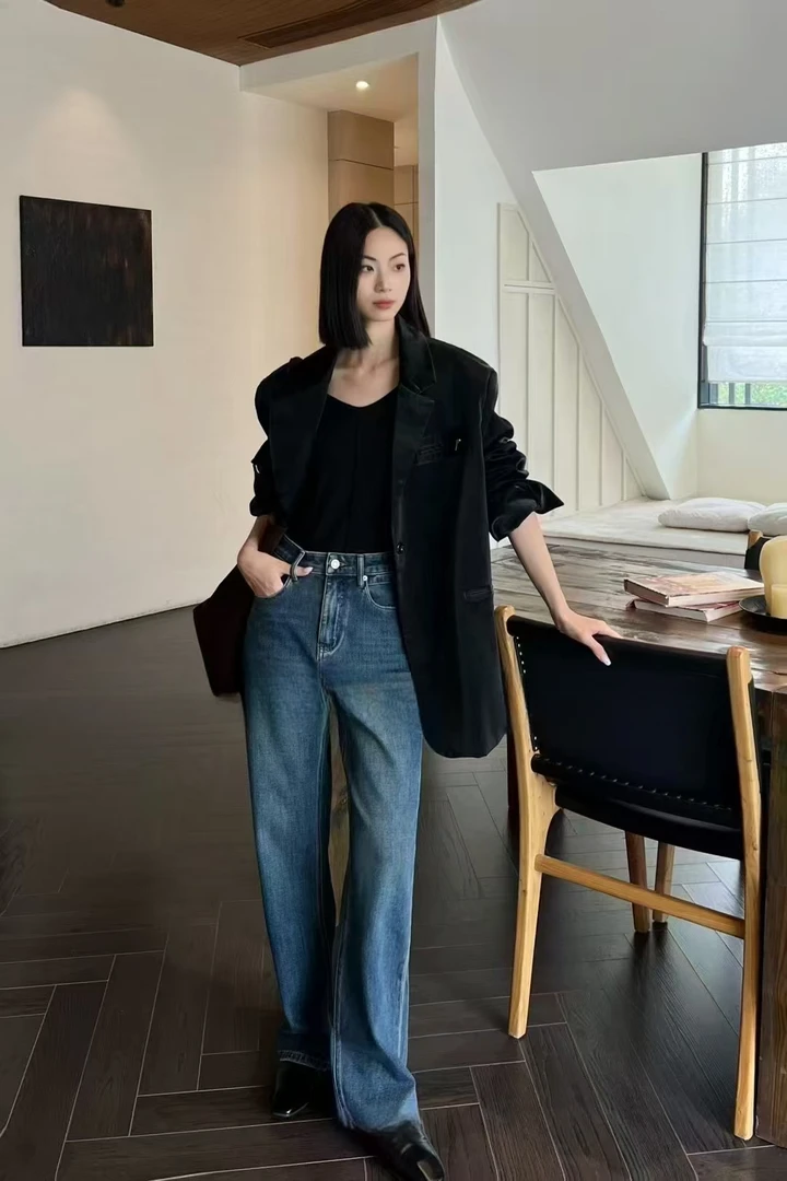 N+定制【黑标软膜加绒窄窄裤】乌拉菲特绒冬季时尚简约百搭牛仔裤