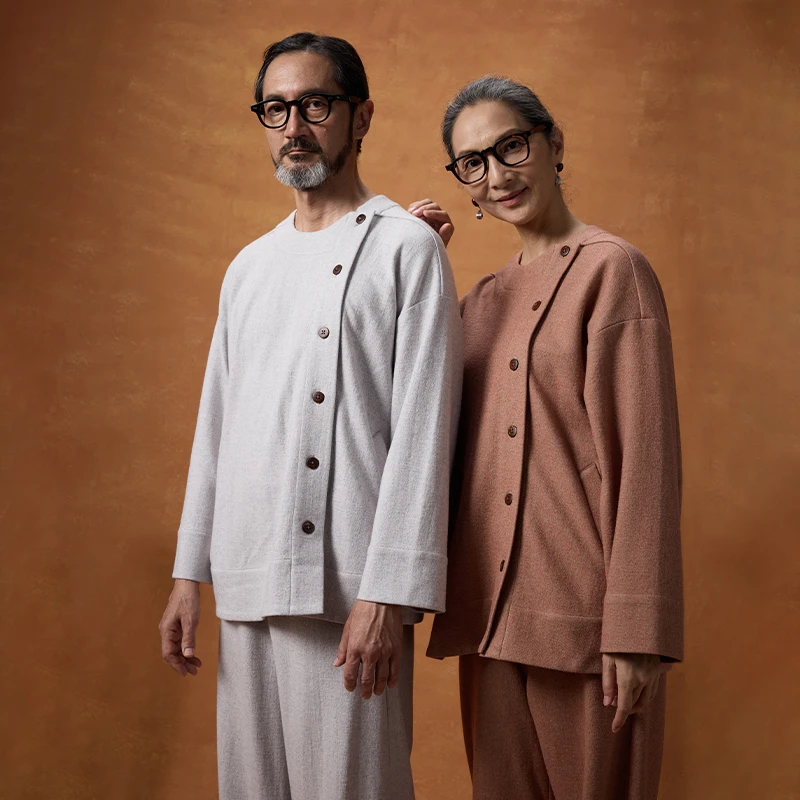 山海游望舒情侣中老年羊毛绒家居服防寒羊毛外套