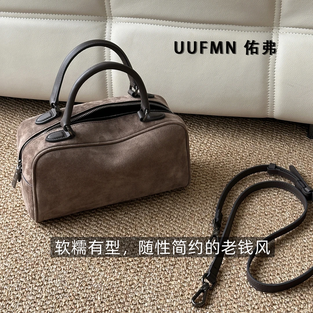 【UUFMN】羊猄绒细腻绒感简约随性斜挎手提波士顿小方包