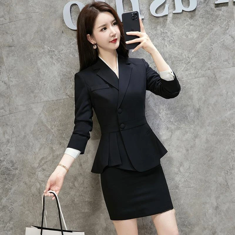气质高级感秋冬西装套装修身职业面试商务正装西服套装韩版小西装