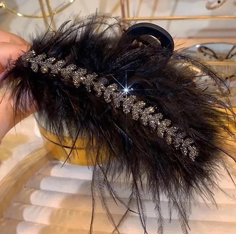 2024新款蝴蝶结黑色毛毛抓夹