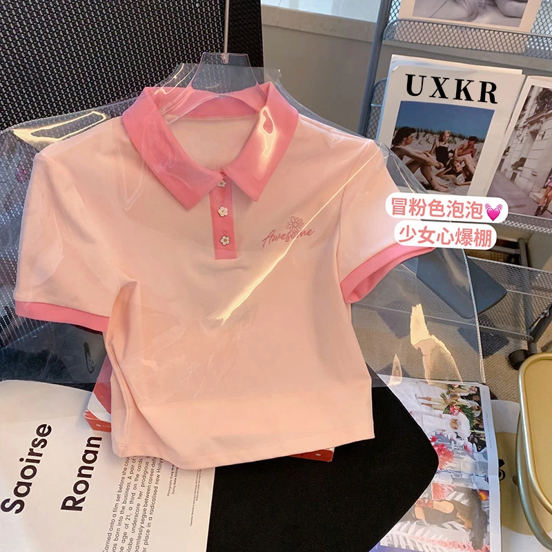 女童polo衫短袖T恤2025夏季新款中大童刺绣儿童网红翻领上衣百搭