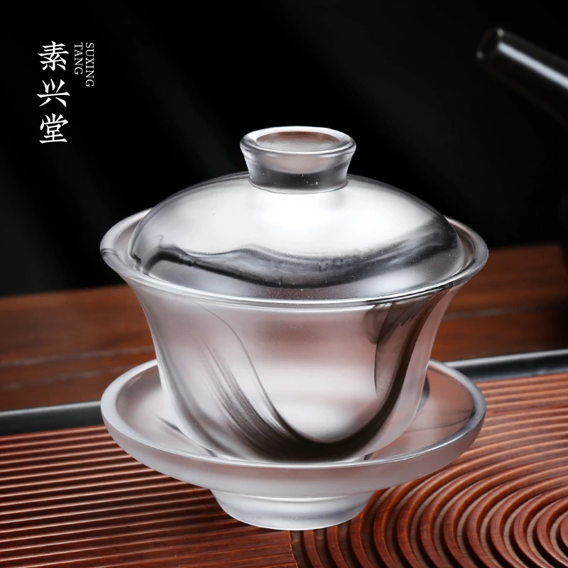 素兴堂盖碗茶杯单个琉璃敬茶碗水晶大号加厚耐热三才碗功夫茶具