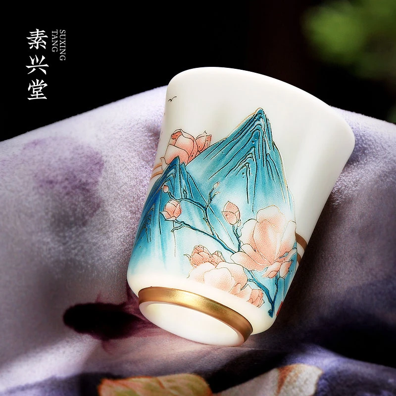 素兴堂素烧羊脂玉瓷主人杯单个功夫茶杯个人专用陶瓷家用品茗杯