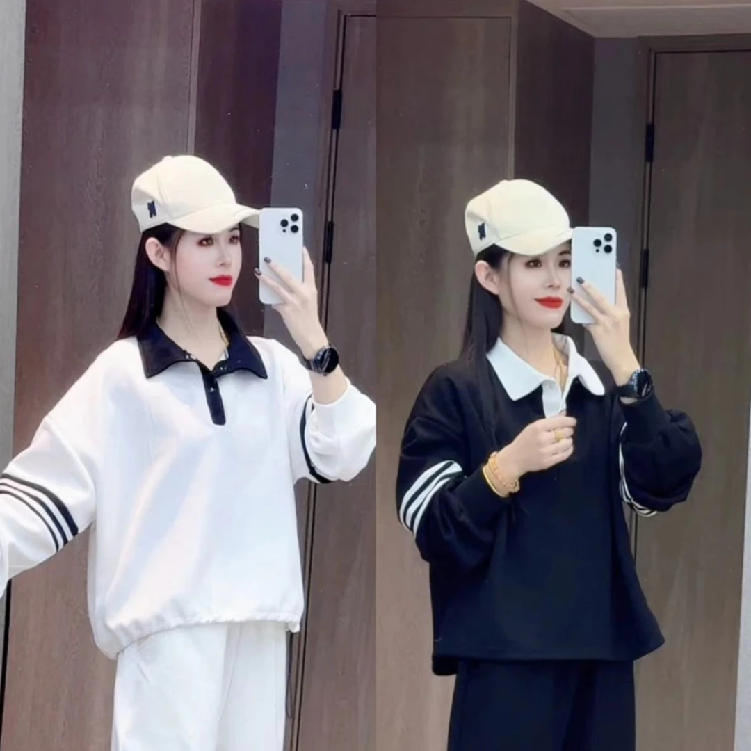 翻领袖条卫衣，厂