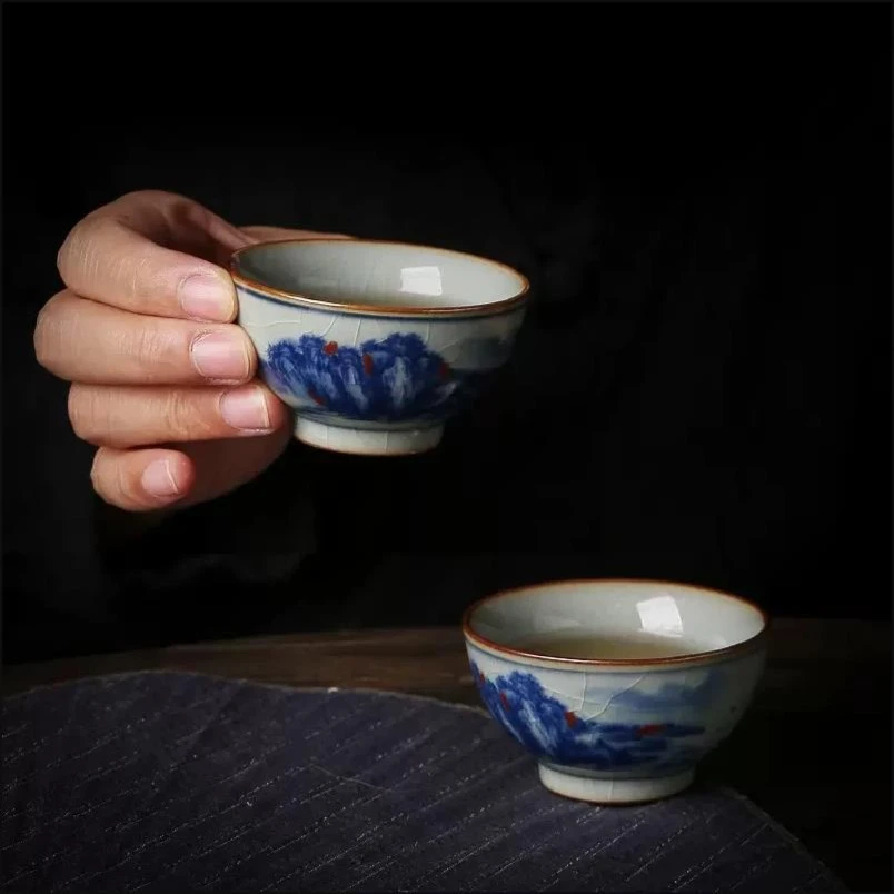 陶瓷品茗杯复古客杯中式老陶泥客人茶杯简约家用小茶盏主人杯茶具