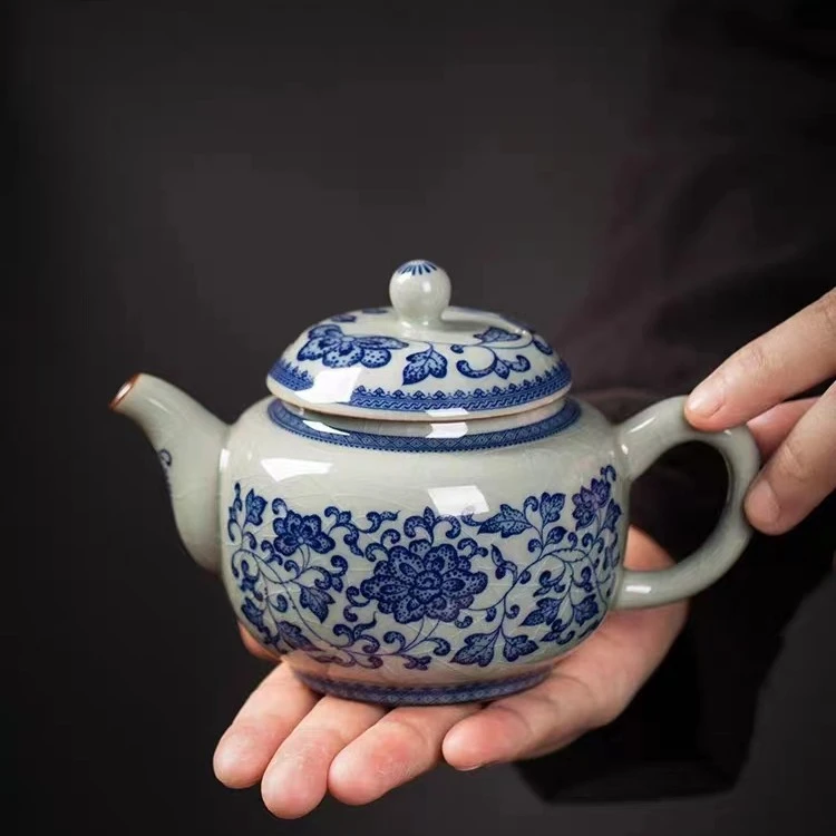 景德镇陶瓷青花缠枝泡茶器功夫茶具茶壶套装单个家用喝茶单壶冲茶