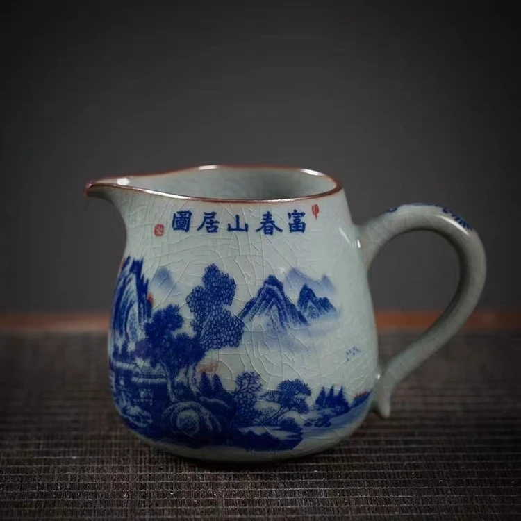 景德镇陶瓷公道杯一体套装分茶器大号带把手茶壶茶海功夫茶具配件