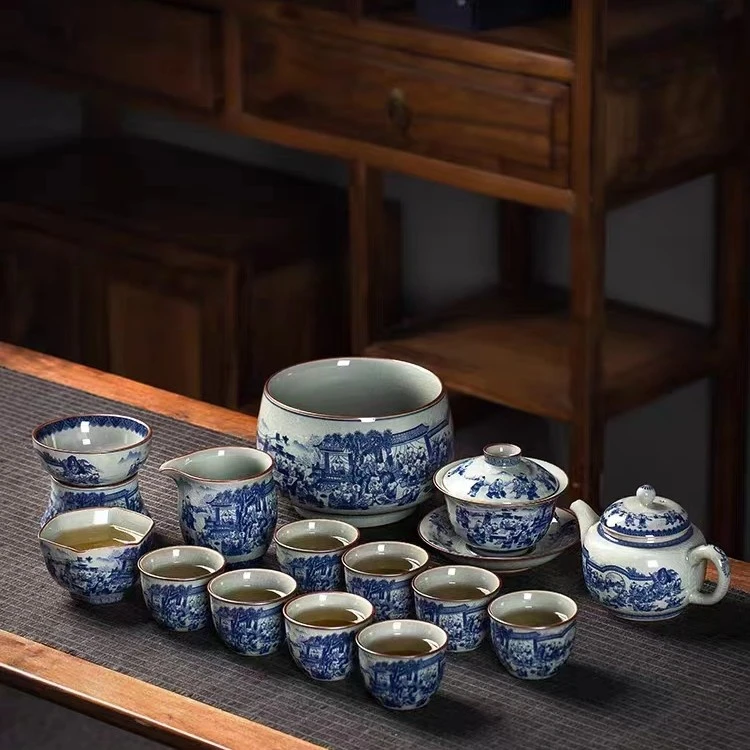 景德镇青花瓷套装功夫茶具家用中式泡茶壶茶杯子整套办公室用送礼