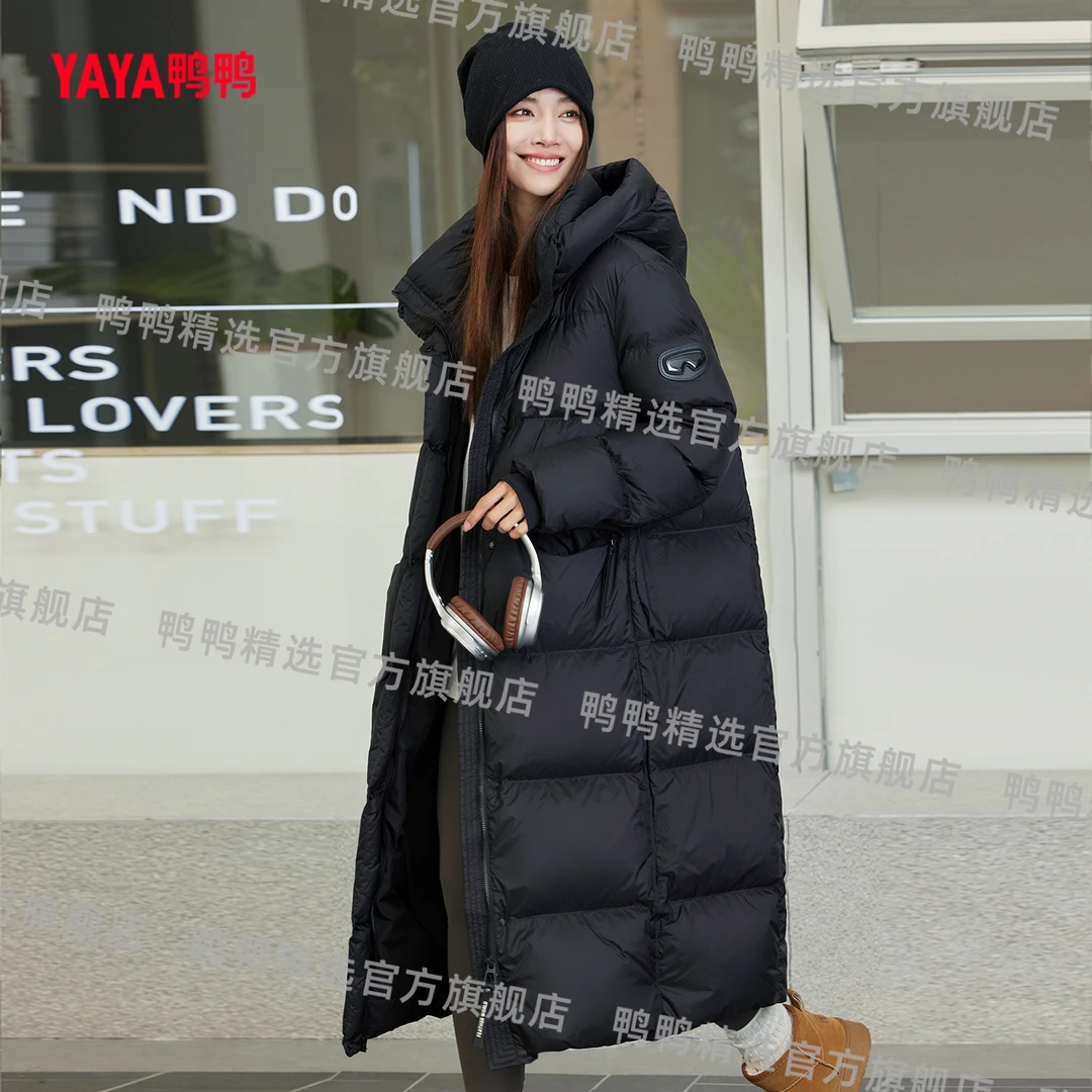 YAYA/鸭鸭休闲加厚立领连帽女款时尚高充绒长款羽绒服YE3B634952N