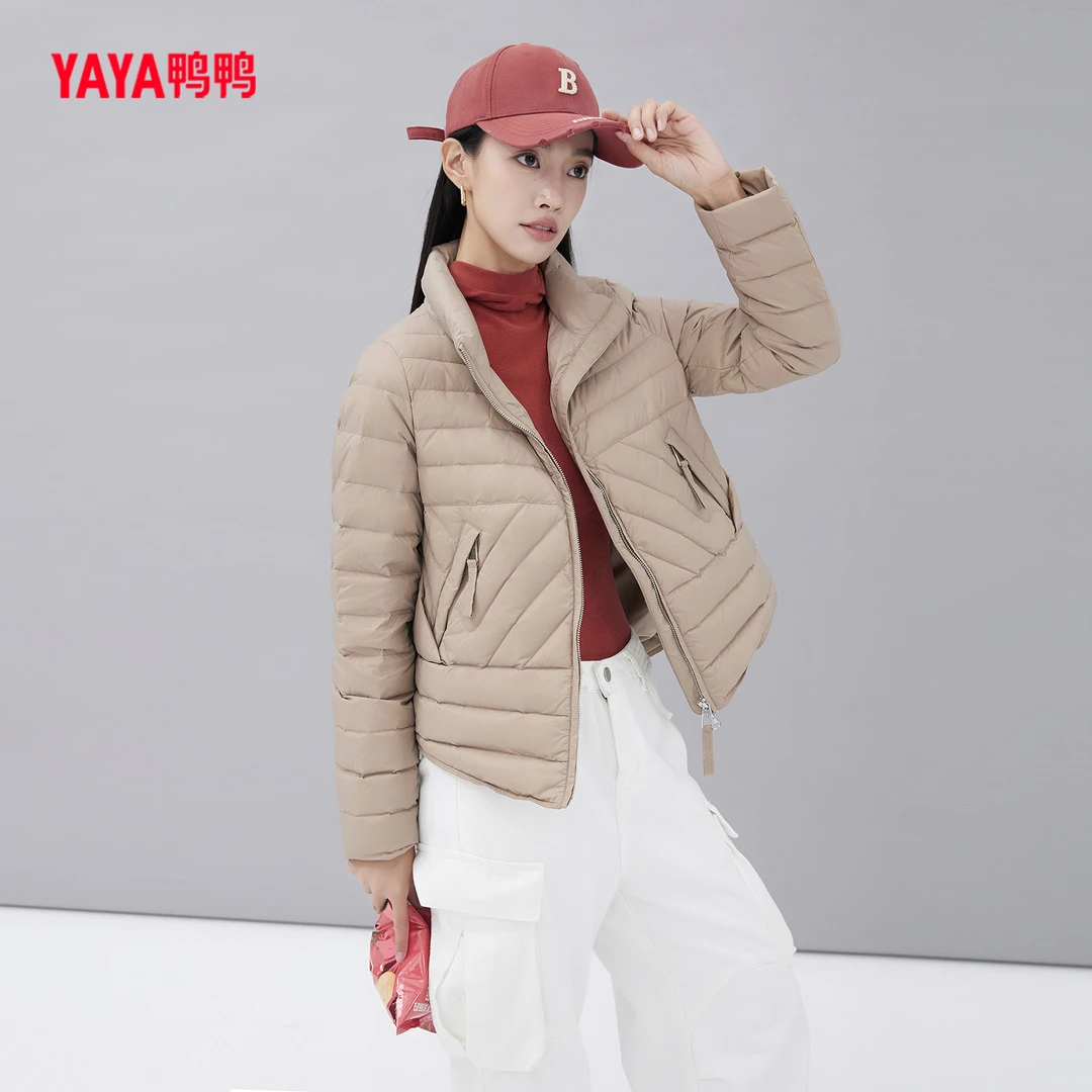 YAYA/鸭鸭秋时尚休闲防风保暖立领秋冬短款羽绒服女YE3B609802N