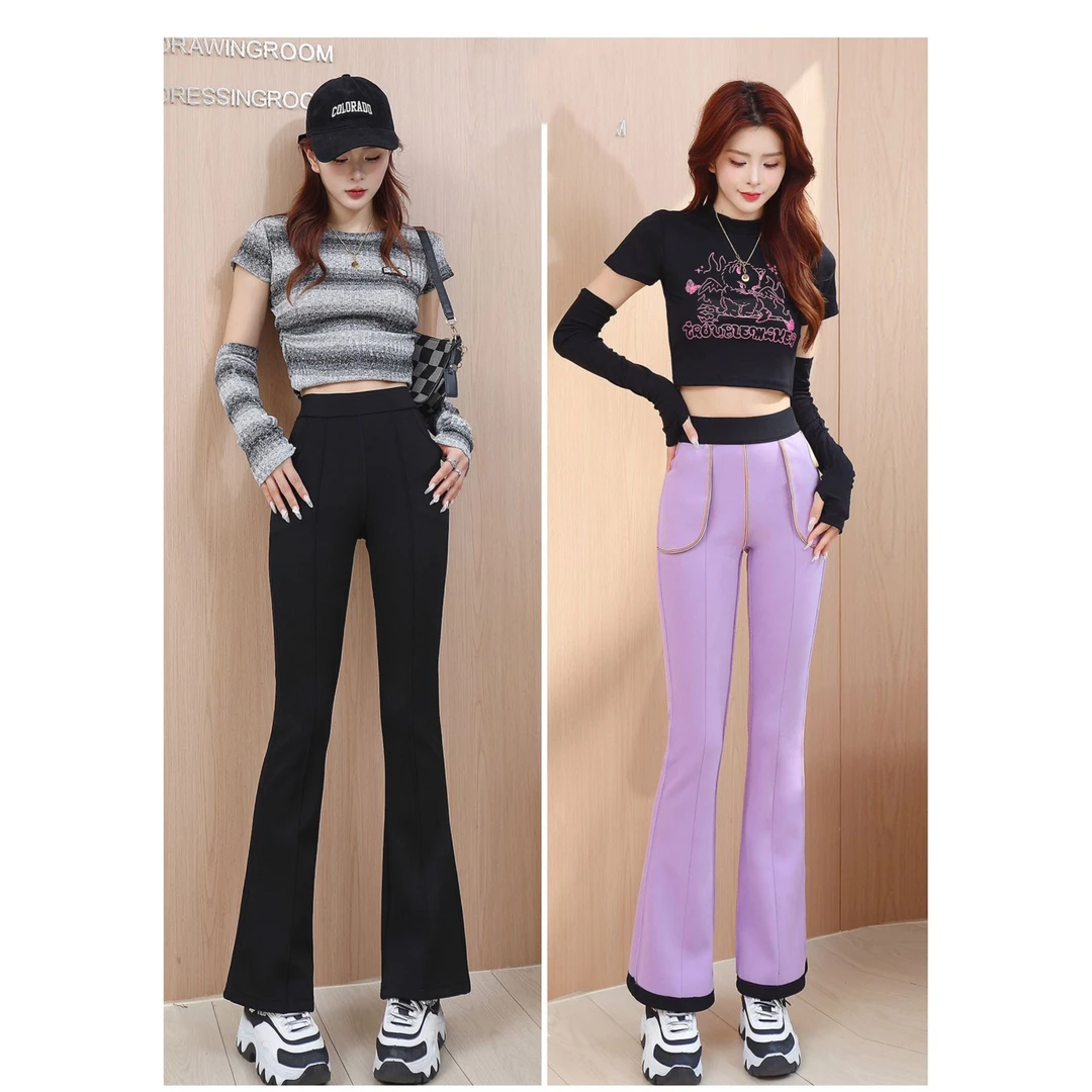 【维维专属】玫瑰精油微喇润肌裤女士秋冬显瘦时尚百搭小黑裤236738