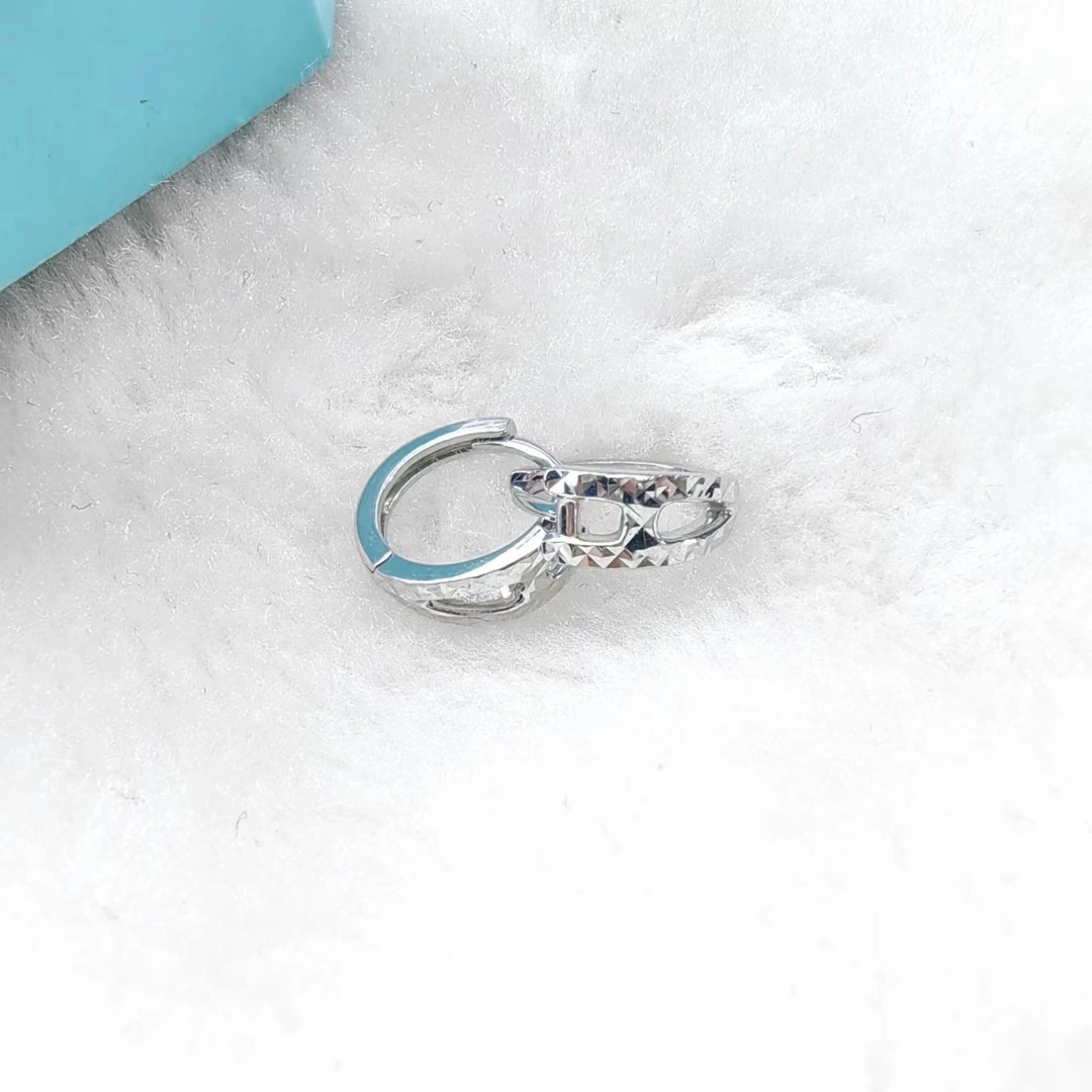 PT950铂金耳饰 双排满天星猫爪铂金耳扣 约10.3mm  时尚简约