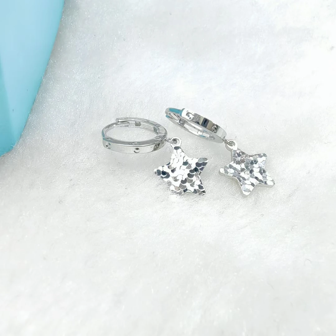 PT950铂金耳饰 碎碎冰星星铂金耳扣   时尚百搭简约