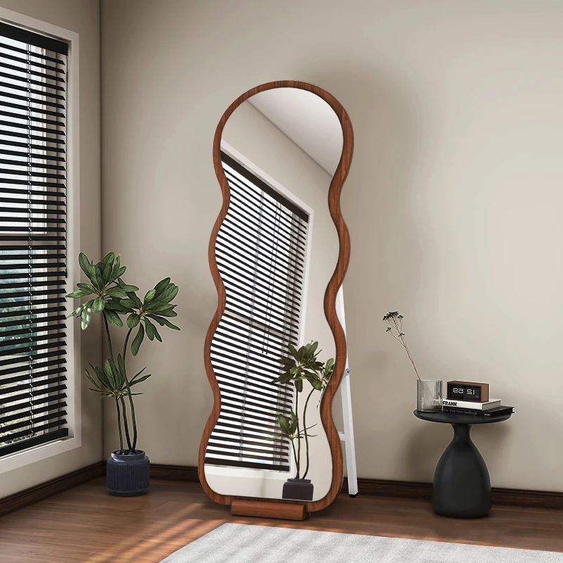 中古全身镜网红家用落地镜异型镜壁挂高级感实木异形卧室试衣镜
