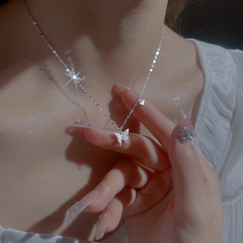 坠链均925银 蝴蝶梦项链女款925纯银情人节生日礼物送女朋友气质