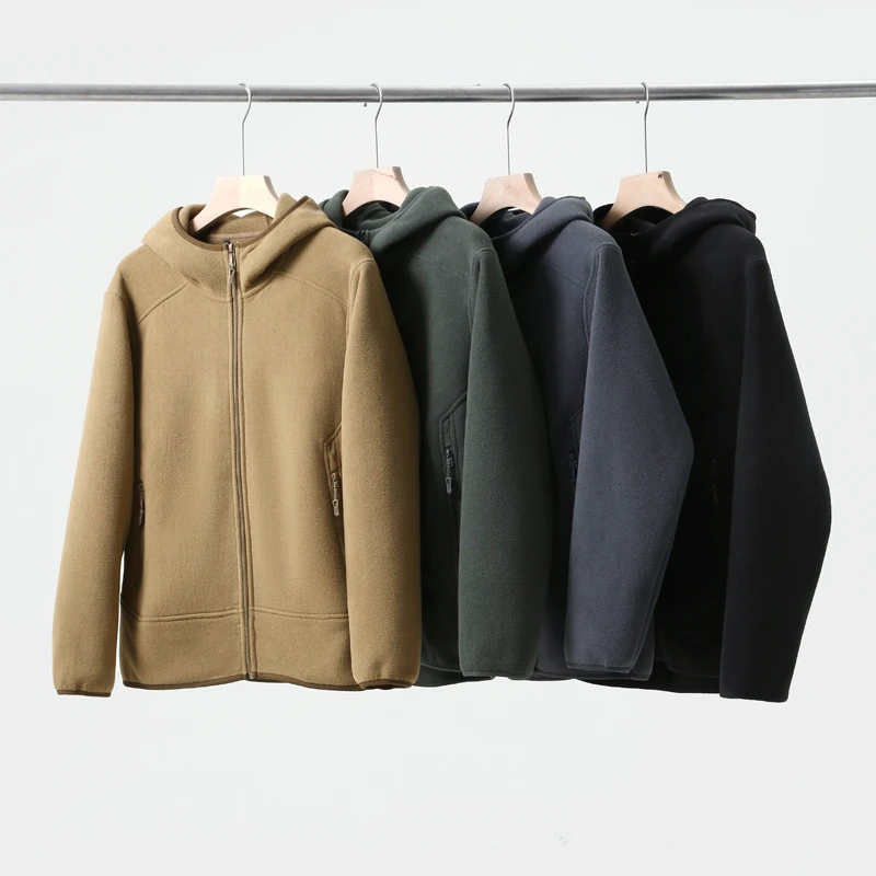 英国订单！秋冬男女款简约休闲双面摇粒绒保暖防风连帽夹克外套