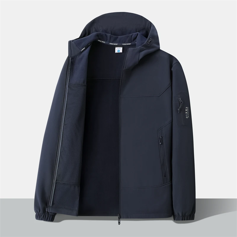 美单  9931连帽防风防水户外冲锋衣 内里都是绒男士软壳外套夹克