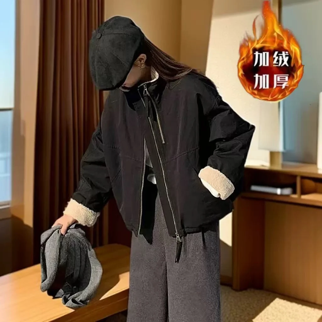 2024冬款韩系显瘦短款派克服女休闲宽松小个子棉服外套