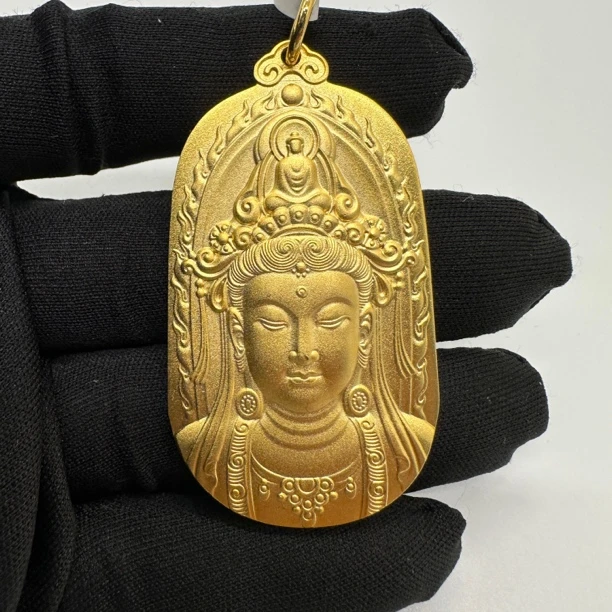 铜合金吊坠 冲左金色大佛头时尚妈祖吊坠永保平安