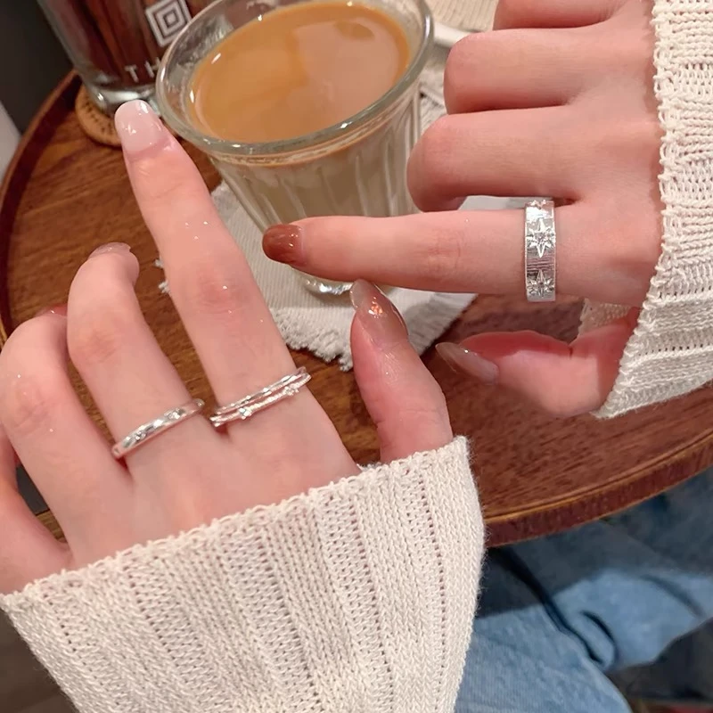 铜合金戒指 简约叠戴ins风可调节戒指女小众设计高级感食指戒指环