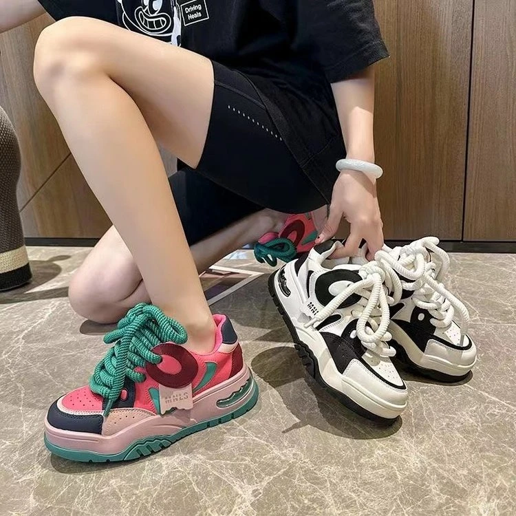 多巴胺老爹鞋女款厚底2023新秋季增高鞋休闲百搭轻便拼色运动单鞋
