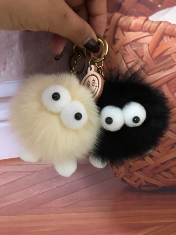 【古道】可爱狐狸毛毛绒煤球钥匙挂件（大号）
