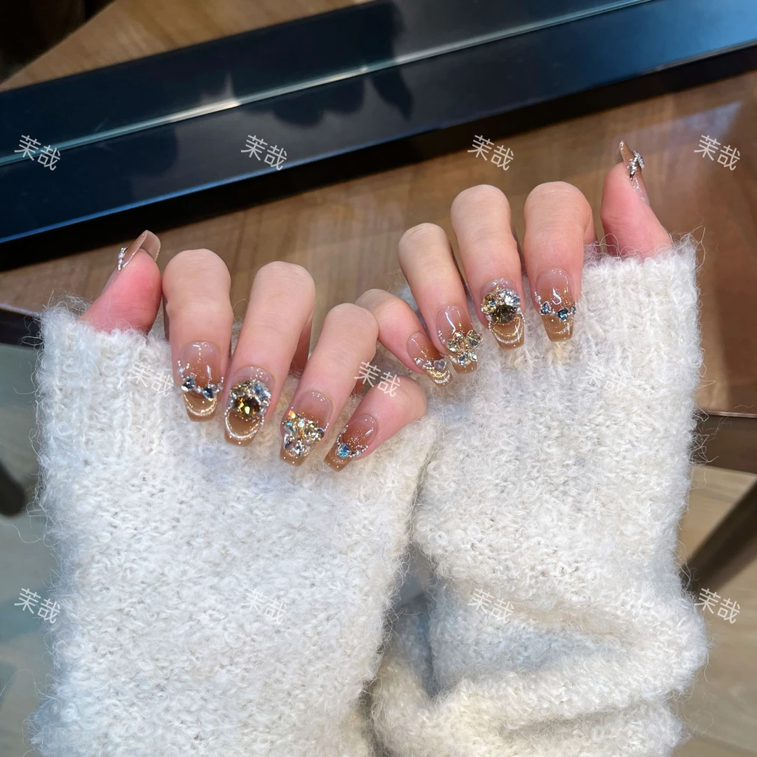 茉哉现货KK【沉香如屑】纯手工定制美甲拆卸穿戴甲A3490