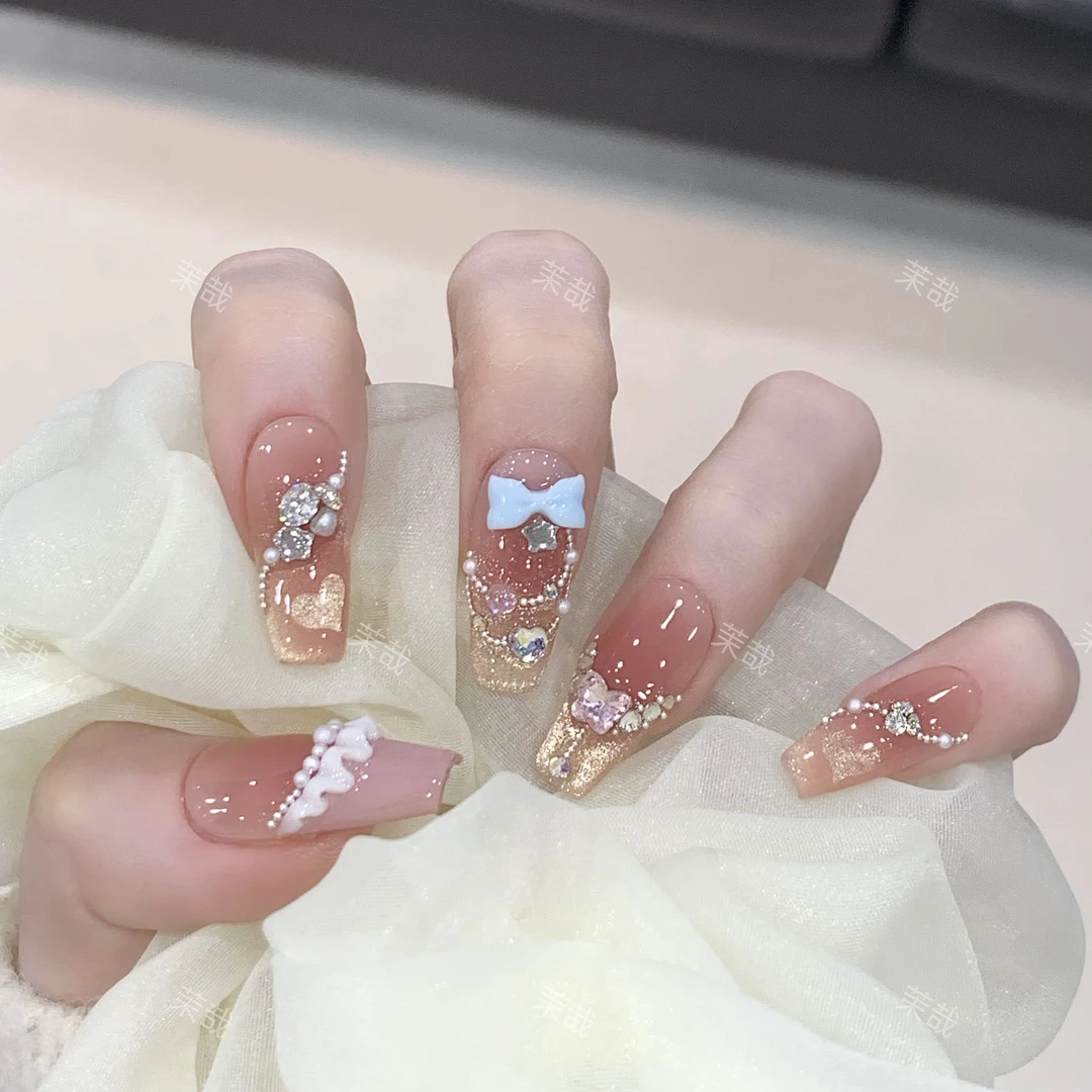 茉哉KK【静好时光】纯手工定制美甲可拆卸穿戴甲A3392