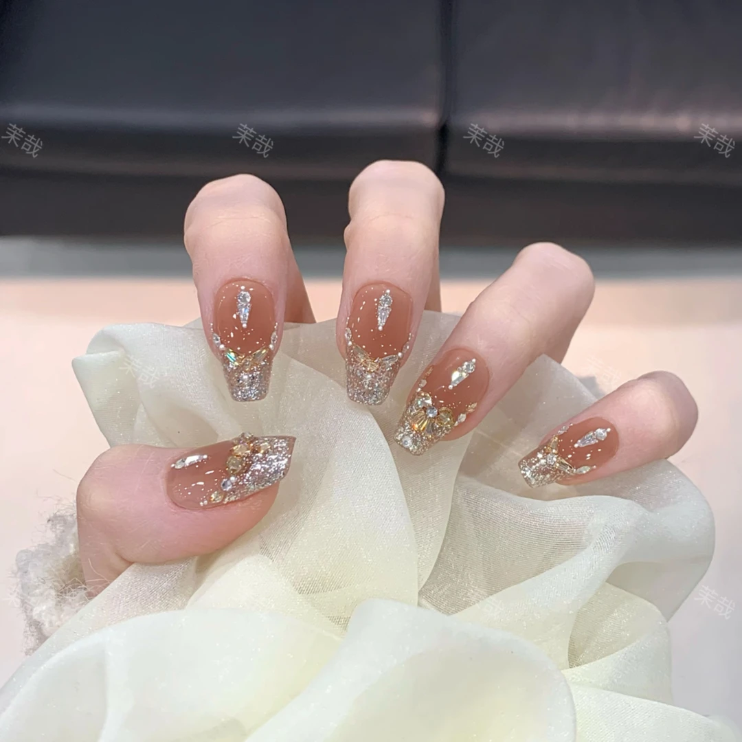 茉哉安娜【落日余晖】孤纯手工定制美甲拆卸穿戴甲A3479