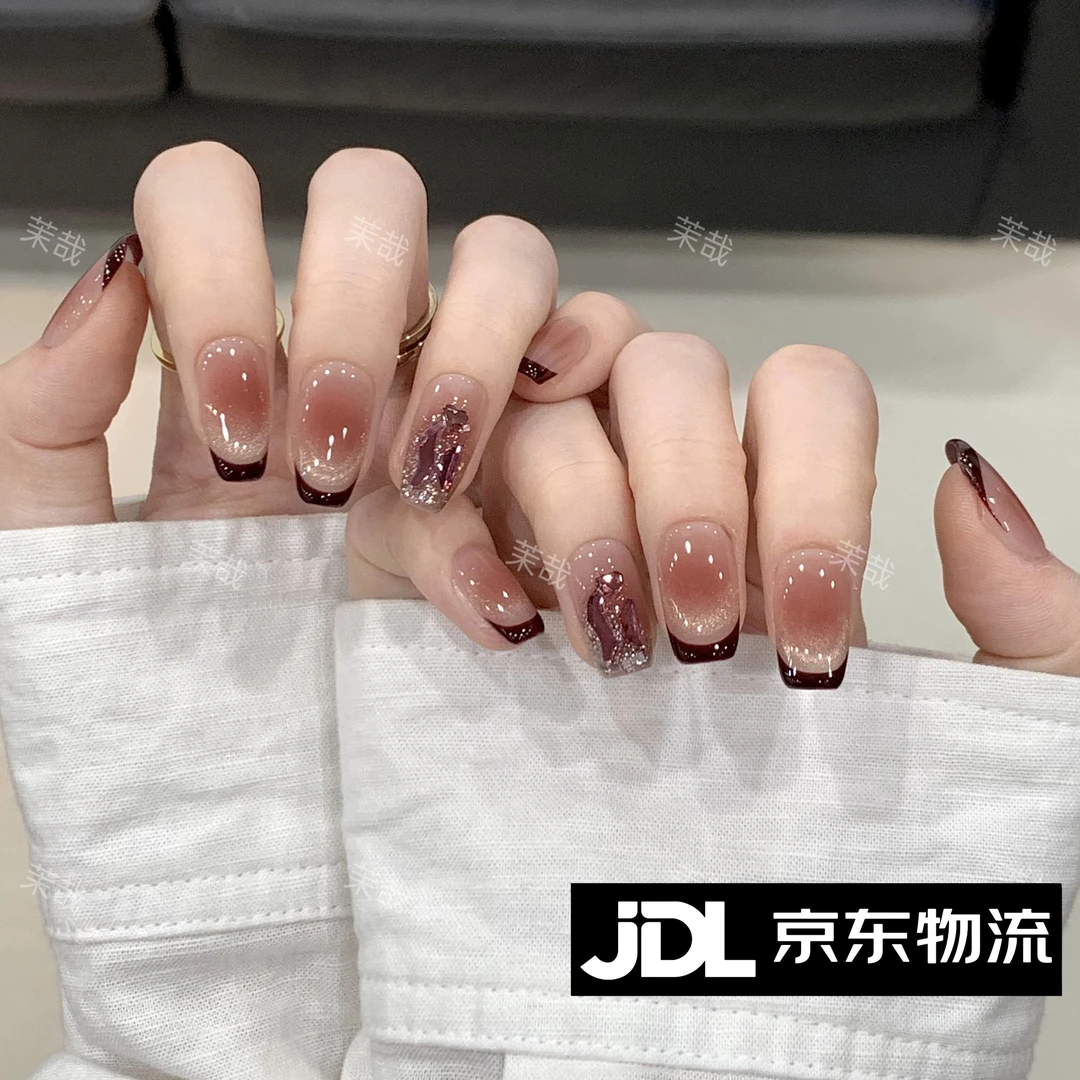 茉哉瑞瑞【葡萄紫晶】纯手工定制美甲可拆卸穿戴甲A3401