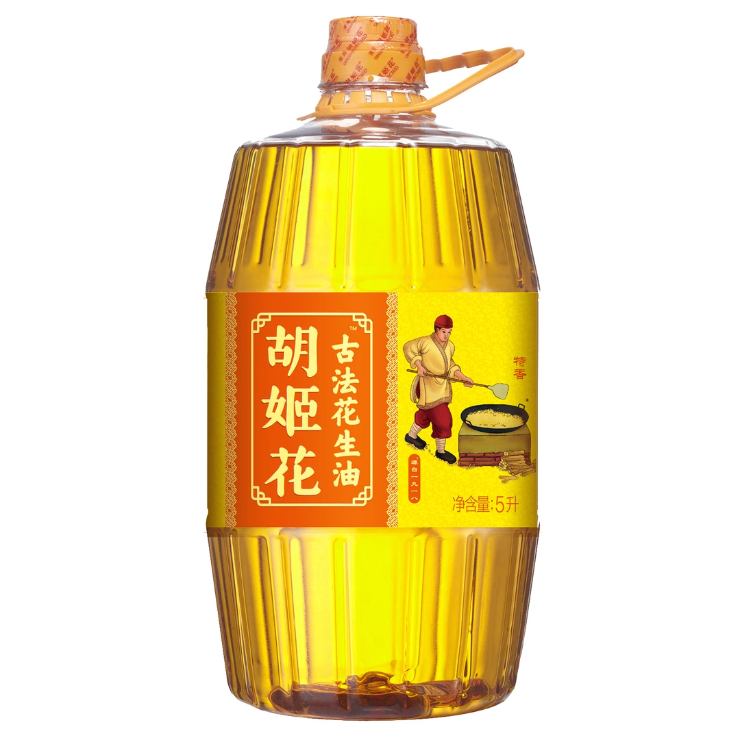 胡姬花古法花生油 5L 物理压榨一级纯正浓香家用炒菜花生油大桶
