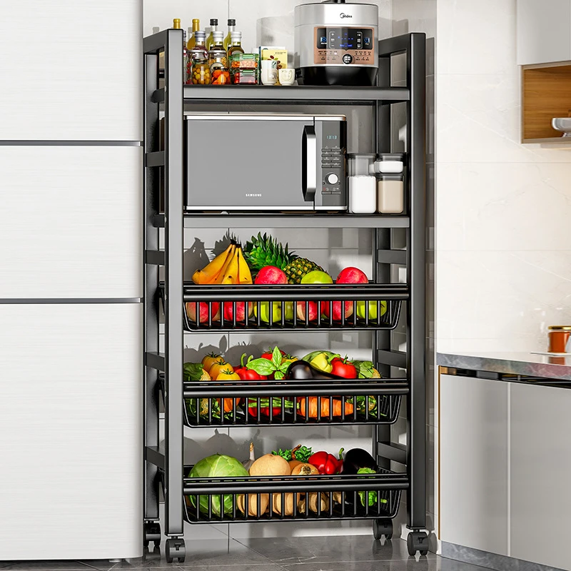 厨房菜篮置物架家用多层果蔬储物架微波炉锅架厨房置物架