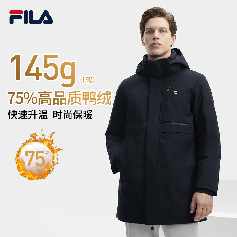 Fila斐乐男装羽绒服冬季新款时尚保暖百搭中长款鸭绒服F11M341910