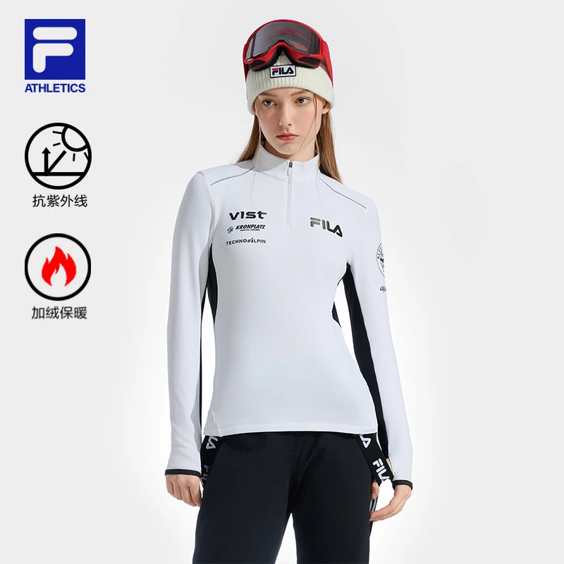 斐乐【户外滑雪抗紫外】女正品新款运动长袖T恤加绒保暖A11W446204F