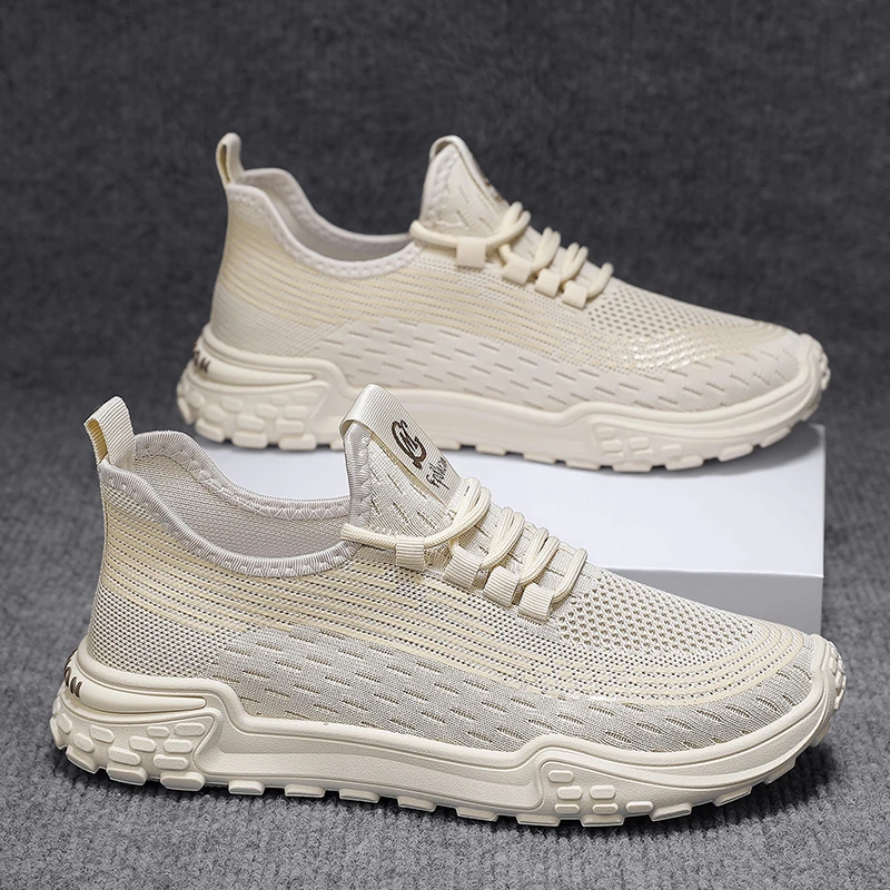 春季透气防臭飞织网面网鞋男鞋男款工作休闲跑步鞋软底软面运动鞋